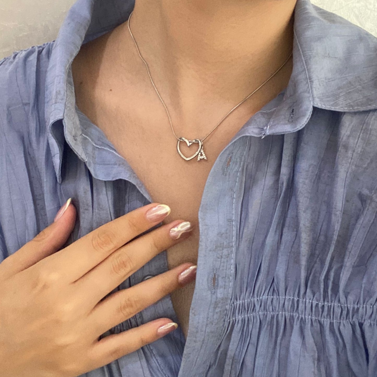 SILVER KALPLİ HARF KOLYE
